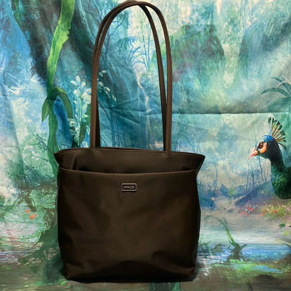 NY&CO shimmery, brown handbag.